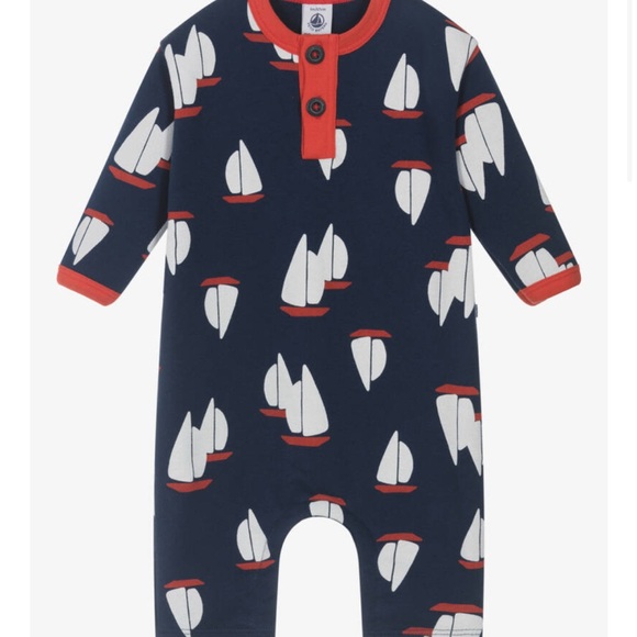 PETIT BATEAU SAILBOAT COTTON ROMPER